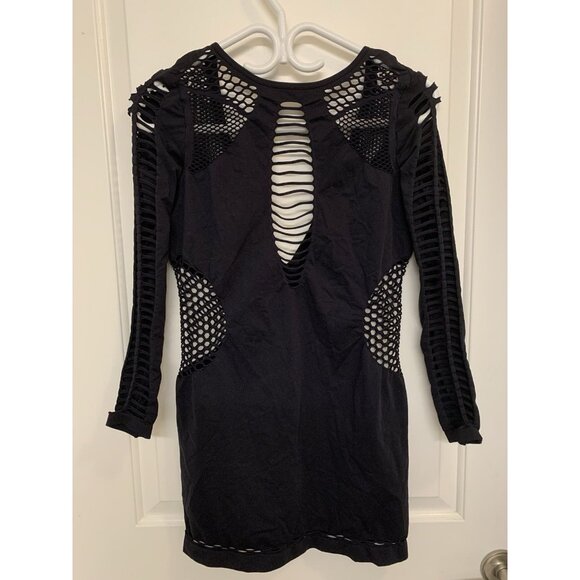 La Senza BODYCON DRESS Size XL Sexy Peekaboo LBD Rave Club Kid Cutouts - Picture 1 of 10
